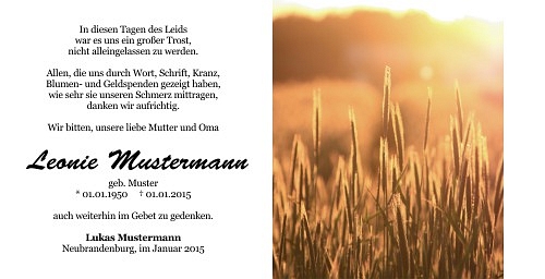 Danksagungskarten Trauer Sommer