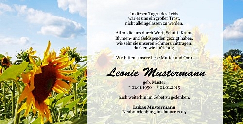 Danksagungskarten Trauer Sommer