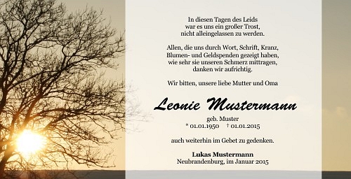 Danksagungskarten Trauer Sommer