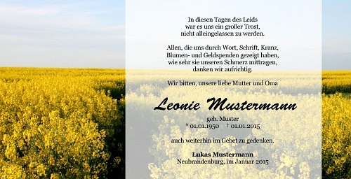 Danksagungskarten Trauer Sommer