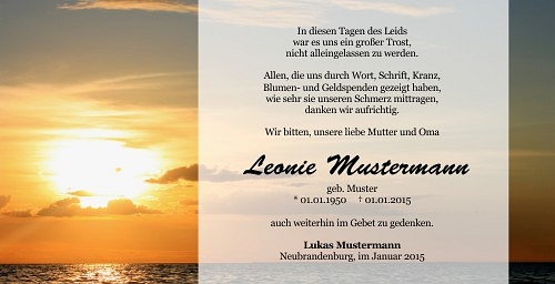 Danksagungskarten Trauer Sommer