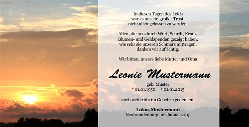 Danksagungskarten Trauer Sommer