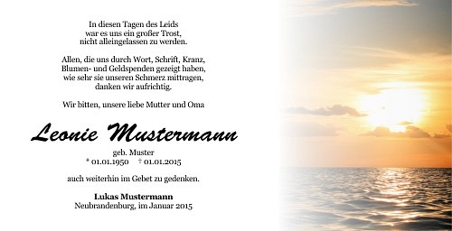 Danksagungskarten Trauer Sommer