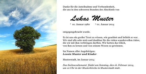 Danksagungskarten Trauer Sommer